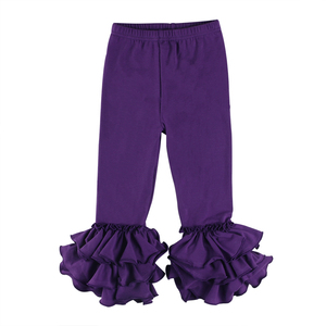 Leggings pour enfants de couleur personnalisée pantalon en coton doux à volants de glaçage pour bébé pour filles Vente en gros Offre Spéciale solide Service OEM 3 pièces - Product Image 6
