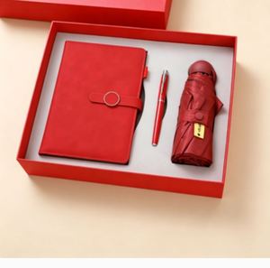 Coffret Cadeau 2026 – Papeterie de Bureau Haut de Gamme : Carnet en Cuir PU Rigide avec Parapluie et Stylo - Product Image 4