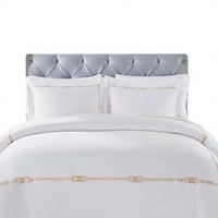 Parure de lit de luxe à bordure dorée, housse de couette douce et agréable pour la peau en coton égyptien, taie d'oreiller élégante et simple pour hôtel