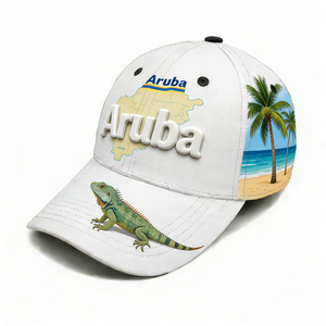 Großhandel Benutzerdefiniertes Logo Aruba Touristen-Souvenirs Lässige Camouflage Nadelstreifen Bestickte Baseball-Kappe - Product Image 2