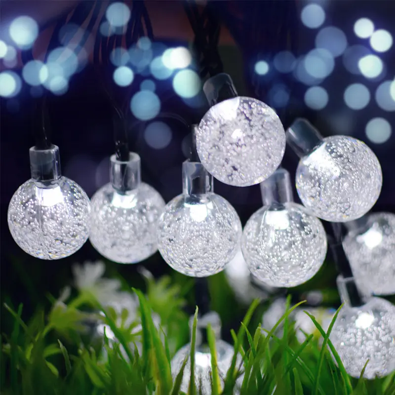 Al Aire Libre impermeable 30 LED Navidad decorativo claro burbuja bola solar hadas cadena luces para jardín, paisaje, patio