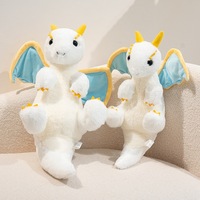 Peluche Dragon Volant Kawaii Z, Douce et Moelleuse avec Ailes, Blanc et Noir, Coussin Décoratif, Cadeau pour Enfants - Vente Chaude
