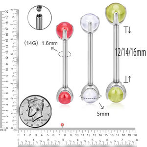 Set de <span class=keywords><strong>Piercing</strong></span> para Niños de Titanio Grado Implante G23, <span class=keywords><strong>Piercing</strong></span> de Lengua Sexy con Bola de Cristal de 4/5mm, Joyería Corporal, Anillos de Barra para Oreja - Product Image 2