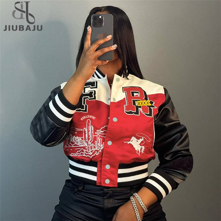 Print Baseball Jacket Men's Oversized Letter Print Baseball Jacket