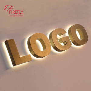 Tùy chỉnh chải vàng LED Backlit chữ 3D logo thép không gỉ dấu hiệu cá nhân kinh doanh tiếp nhận tường Logo tên công ty - Product Image 4