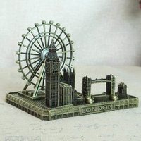 Figura de estatua de resina de ciudad Retro, bronce, Ojo de Londres, Big Ben, Tower Bridge, decoración de modelo UK