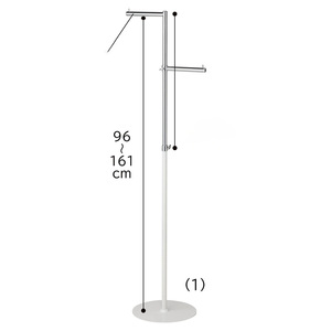 Porte-vêtements réglable en tube rond, hauteur <span class=keywords><strong>100</strong></span>-165 <span class=keywords><strong>cm</strong></span>, pour l'affichage en magasin - Product Image 2