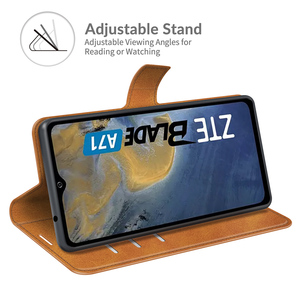 Funda para teléfono ZTE <span class=keywords><strong>Blade</strong></span> <span class=keywords><strong>A52</strong></span> A71, cartera tipo libro con portatarjetas, de cuero de imitación a la pantorrilla - Product Image 5