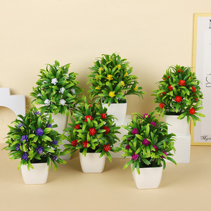 Plantes artificielles en pot avec fleurs colorées, 16x21cm, pour la décoration de la maison et du bureau, ornement de verdure d'intérieur, accessoire de photographie - Product Image 1