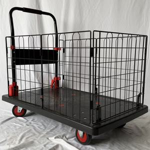 2 in 1 Foldable Platform Trolley Enclosed Cage Heavy Duty Folding <b>Flatbed</b> Dolly Cart Hand Trolley Made in China Water Barrel - Product Image 2