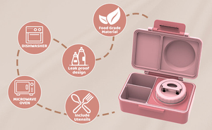 Aohea Nuevo Diseño Alta Calidad 3 Compartimentos Bento Box Logotipo personalizable con tarro de comida - Product Image 4