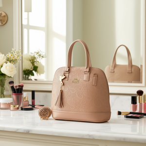 Fana Ayla Linda M3780 Trousse de maquillage de taille moyenne avec fermeture éclair, étui de rangement pour maquillage, style élégant, en microfibre et cuir synthétique - Product Image 2