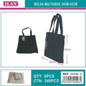 Borsa in tela multiuso Iln 34x42 cm nera per lo shopping e l'uso quotidiano - Product Image 1