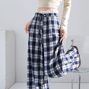 Pantaloni larghi a vita alta personalizzati in maglia di poliestere e traspirante a vita alta pantaloni a vita larga da donna per maglieria personalizzata per l'inverno estivo - Product Image 5