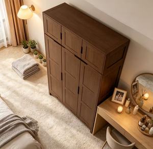 Modern Scandinavian Wooden <b>Wardrobe</b> Shaker Doors Hinged Solid Wood Freestanding <b>Large</b> Capacity Bedroom Furniture - Product Image 3