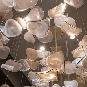 Hotel Restaurant Hall Chandeliers Round Plate Pieces Modern Chandelier Ceiling Light Decoration