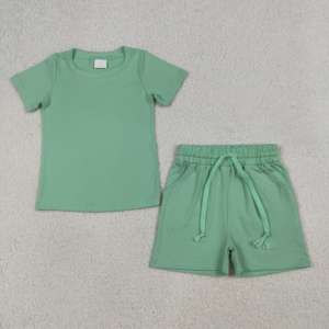 Conjunto de Ropa de Verano para Bebé Niño, 2 Piezas, Camiseta y Pantalones Cortos de Algodón de Color Sólido, Estilo Casual, RTS Boutique - Product Image 2