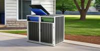 Abri de stockage extérieur pour bricolage de grande capacité, facile à utiliser, en acier galvanisé, double poubelle, en acier galvanisé inoxydable, conception de poubelle