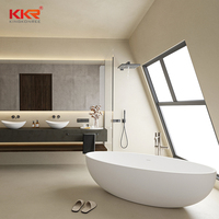 KKR Baignoire de salle de bain moderne en résine de pierre artificielle Baignoire autoportante à surface solide