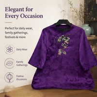 Chemisier en soie Xiangyunsha satinée lourde, broderie Luneville faite main, fermetures à grenouillères florales, élégant, style chinois moderne, haut pour femme mature