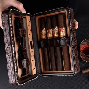 Trong kho du lịch xì gà trường hợp-cá Nhân Gỗ PU da Humidor cho xì gà lưu trữ phụ kiện giao hàng nhanh chóng - Product Image 4