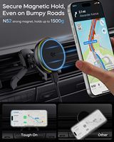 Chargeur de voiture magnétique sans fil robuste, charge rapide 25W avec ventilateur de refroidissement pour grille d'aération, adaptateur 45W, compatible universellement avec tous les smartphones