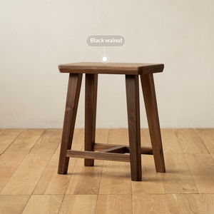 Tabouret de bar minimaliste moderne en bois massif YJ, double hauteur, repose-pieds, usage domestique, chêne rouge, noyer noir, modèle YJ005 - Product Image 2