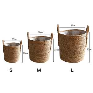 Amazon hot sale Seagrass Planter Basket Woven Plant Pot outdoor Flower Pots Cover Storage Basket Plant Containers
