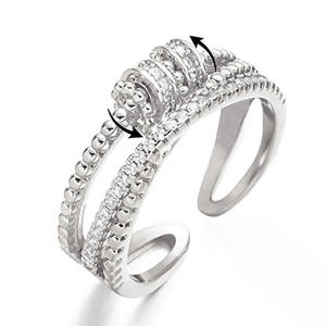 Anelli in Cristallo T0582 Placcati in Oro 18K per Uso Quotidiano Femminile con Incastonatura a Canale e Strass, Gioielli alla Moda - Product Image 2