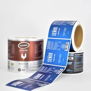 custom self adhesive health care supplement label printing roll collagen product bottle sticker