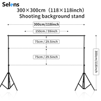 Kit de support de fond photo portable Selens 10x10 pieds avec pinces et sac de transport