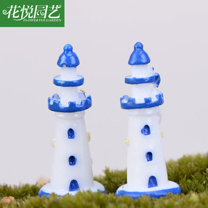 Micro-<span class=keywords><strong>paysage</strong></span> de style méditerranéen, phare blanc et bleu, plage, aquarium, bassin à poissons, aménagement paysager, décoratif - Product Image 3
