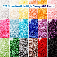 Perles rondes brillantes imitation nacre sans trou de 2/2,5 mm, colorées, pour nail art, fabrication de résine DIY et remplissage de verre