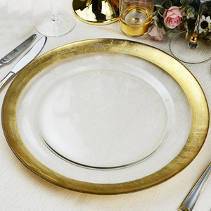 Assiettes <span class=keywords><strong>de</strong></span> présentation en <span class=keywords><strong>verre</strong></span> à bord doré, transparentes, pour la restauration, les fêtes, les banquets à domicile, les réunions, la <span class=keywords><strong>cuisine</strong></span>, vente en gros - Product Image 3
