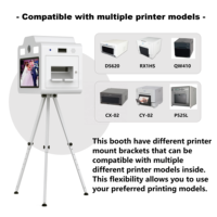 Cabina de Fotos Moderna con Monitor Táctil de 21.5 Pulgadas, Cámara e Impresora Integradas, Trípode de Aluminio y Caja Metálica