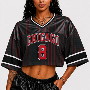 T-shirt Wilson <span class=keywords><strong>Chicago</strong></span> <span class=keywords><strong>Bulls</strong></span> pour femme, personnalisable avec nom et numéro, tenue de sport décontractée Y2K, coupe ample et épaules tombantes - Product Image 5