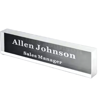 Plaque de nom de bureau personnalisée moderne et écologique de 2 po x 8 po, support de signalisation en acrylique pour accessoires de bureau