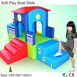 Aire de jeux intérieure pour enfants, structure de jeu souple en forme de bateau avec toboggan et jouets souples, avec structure d'escalade, pour écoles maternelles, maisons, garderies, hôtels, jardins d'enfants, cafés-jeux, certifiée CE - Product Image 5
