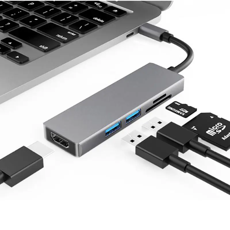 LVSHUO Usb Hub 3.0 5 in 1 dizüstü bilgisayar için çok fonksiyonlu toptan şarj telefon dok istasyonu Laptop için Usb C Hub