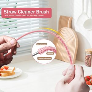 แปรงทำความสะอาดหลอดซิลิโคน แปรงทำความสะอาดหลอดแบบใช้ซ้ำได้พร้อมแกนเหล็กที่โค้งงอได้ แปรงขวดแบบยาวพิเศษสำหรับทำความสะอาดหลอดแก้ว - Product Image 3
