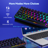 Hot Swap 68 Keys Wired RGB Mechanical Keyboard Blue Switch 3-Mode 61 Keys Portable Gaming Keyboard for Esports Games Keyboard