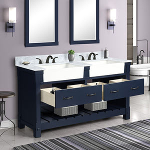 Meuble-lavabo double vasque bleu marine style ferme, durable, avec pièces de rechange gratuites - Product Image 2
