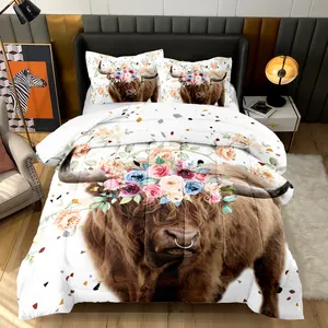 bedding set with animal flower cow print fantasy quilt digital printed comforter