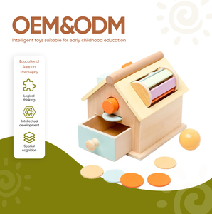 Jouet <span class=keywords><strong>Montessori</strong></span> en bois 4 en 1 pour la maison : boîte <span class=keywords><strong>de</strong></span> <span class=keywords><strong>permanence</strong></span> des objets avec jeu <span class=keywords><strong>de</strong></span> billes et pièces <span class=keywords><strong>de</strong></span> monnaie pour nourrissons - Product Image 1