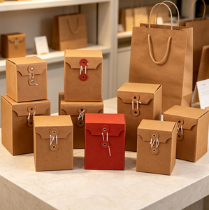Cord <b>Lock</b> Kraft Paper Storage Box Stackable Multi-spec Cardboard Container for Party Souvenir Handmade Goods Logo Customizable - Product Image 3
