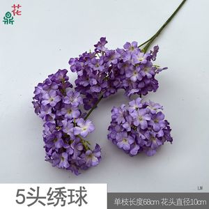 Fleurs d'hortensia artificielles, 5 têtes, aspect réaliste, en soie, pour décoration de mariage, arrangement de plafond ou de vase - Product Image 5