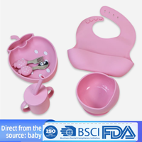Ensemble de vaisselle pour bébé en silicone avec tapis de table, bol à ventouse, compartiments divisés, imprimé fraise, sans BPA, anti-fuite