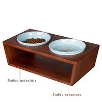 Mangeoire surélevée pour chat et chien en bambou personnalisé, couleur chocolat, avec support, table à manger pour animaux de compagnie