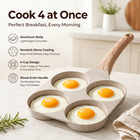 Poêle à œufs carrée antiadhésive en aluminium 4 tasses, vente en gros directe usine, pour petit-déjeuner et crêpes, idéale pour la cuisine domestique