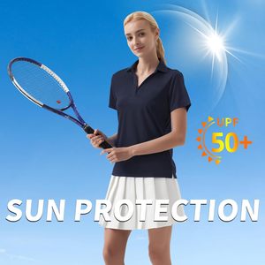 QBK Haut de <span class=keywords><strong>golf</strong></span> pour <span class=keywords><strong>femme</strong></span> UPF 50+ Dry Fit à col en V, manches courtes, tricoté, uni, broderie machine, 160g - Product Image 2